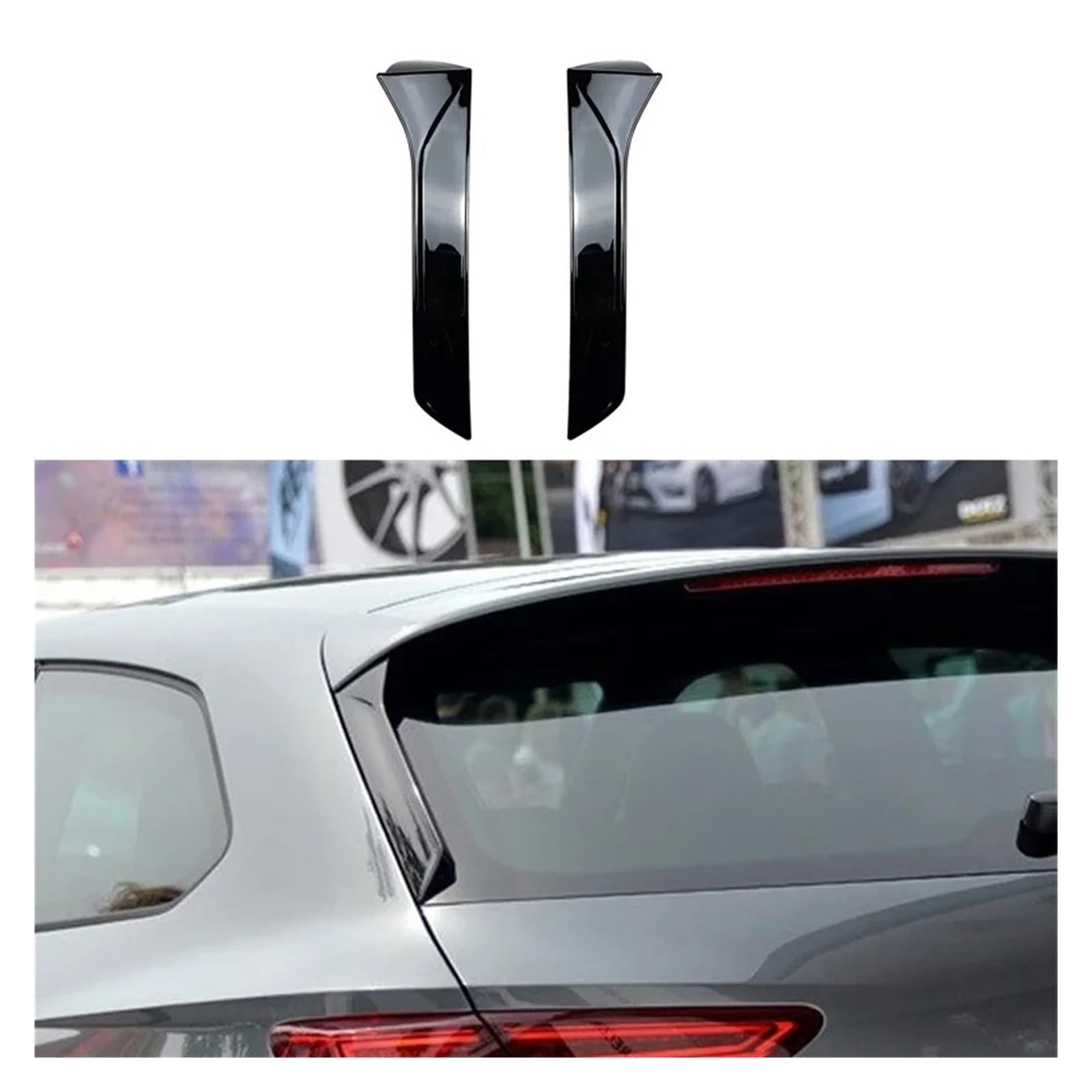 Auto Heckspoiler Für SEAT Leon 5F Für FR (Fünftürer) 2013 2014 2015 2016 2017 2018 2019 2020 2021 Heckscheibe Seitenspoiler Flügel Auto Canards Splitter Spoiler Flügel(Glossy Black) von KEFFUBPG