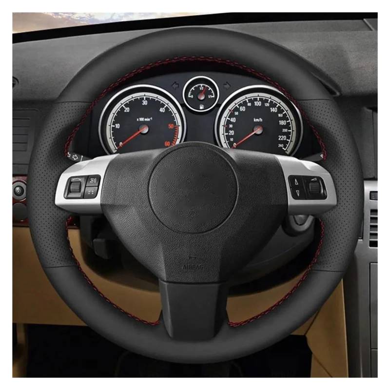 Auto Lenkradbezug DIY-Lenkradbezug Aus Schwarzem Kunstleder Für Astra H Für Zaflra B Für Signum Für Vectra C Für Vauxhall Für Holden Für Astra 2004-2009 Lenkradabdeckung(Black Thread) von KEFFUBPG