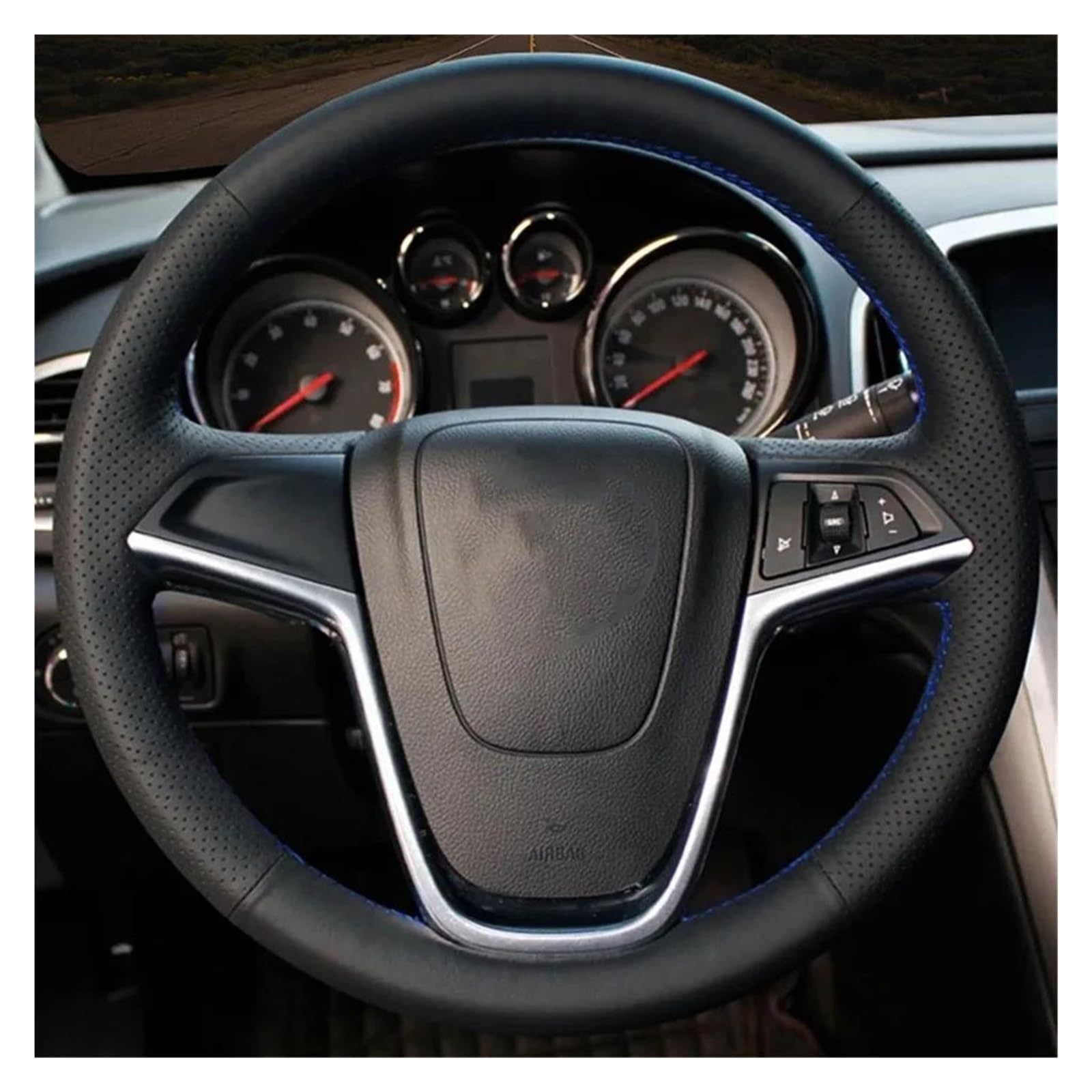 Auto Lenkradbezug DIY Schwarz Kunstleder Auto Lenkradbezug Für Ampera 2012 Für Zafira Für Tourer Für Astra (J) 2010 2011 2012 2013 2014 2015 Lenkradabdeckung(Red Thread) von KEFFUBPG