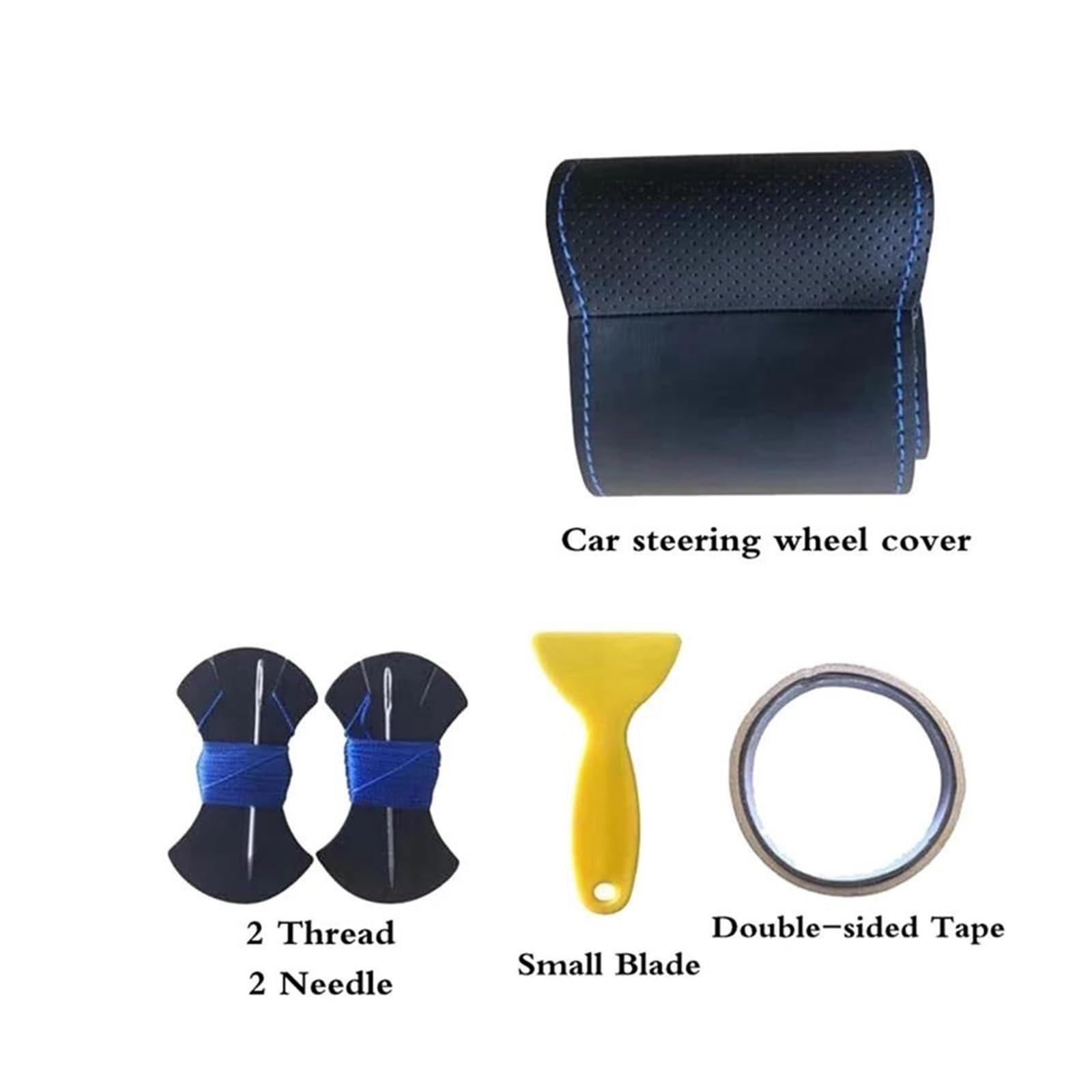 Auto Lenkradbezug Für A2 8Z A3 8L Für Sportback A4 B6 Für Avant A6 C5 A8 D2 TT 8N S3 S4 RS 4 DIY Schwarz PU Mikrofaser Leder Lenkrad Abdeckung Lenkradabdeckung(Blue Thread) von KEFFUBPG