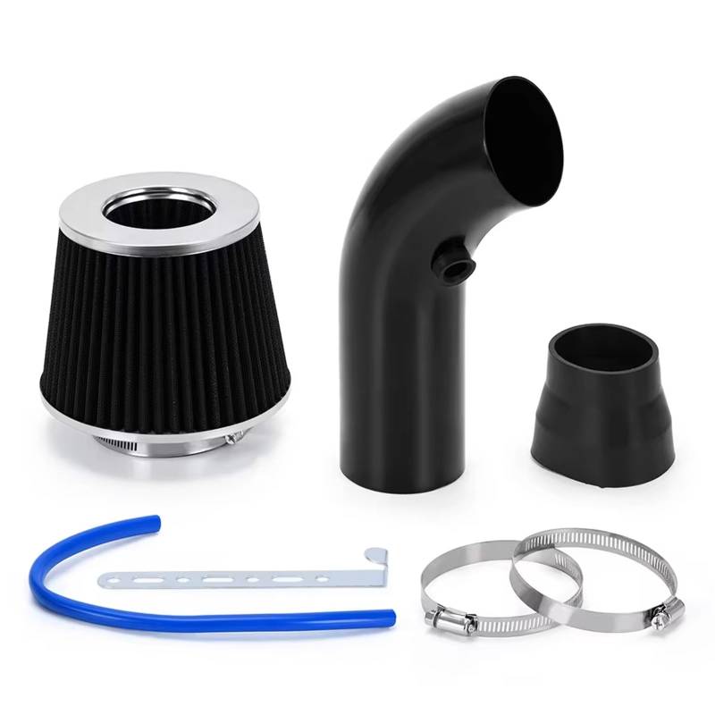 Luftansaugschlauch 3 "76mm Universal-Luftfilter Und Kaltluftansaugrohr Turbo-Ansaugrohr-Kit Mit Luftfilterkegel VR-AIT28+IMK14 Auto Ansaugschlauch(Black B) von KEFFUBPG