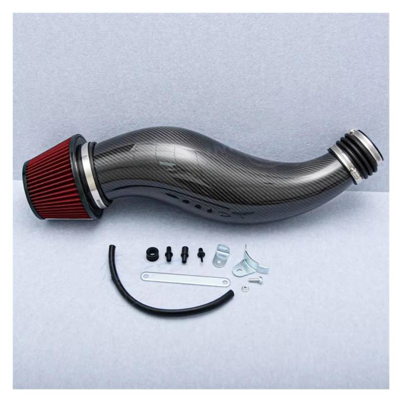 Luftansaugschlauch Cold Air Intake Rohr Für Civic EG EK 1992 1993 1994 1995 1996 1997 1998 1999 2000 Carbon Faser Lufteinlass Rohr Kit Auto Ansaugschlauch(with Red air Filter) von KEFFUBPG