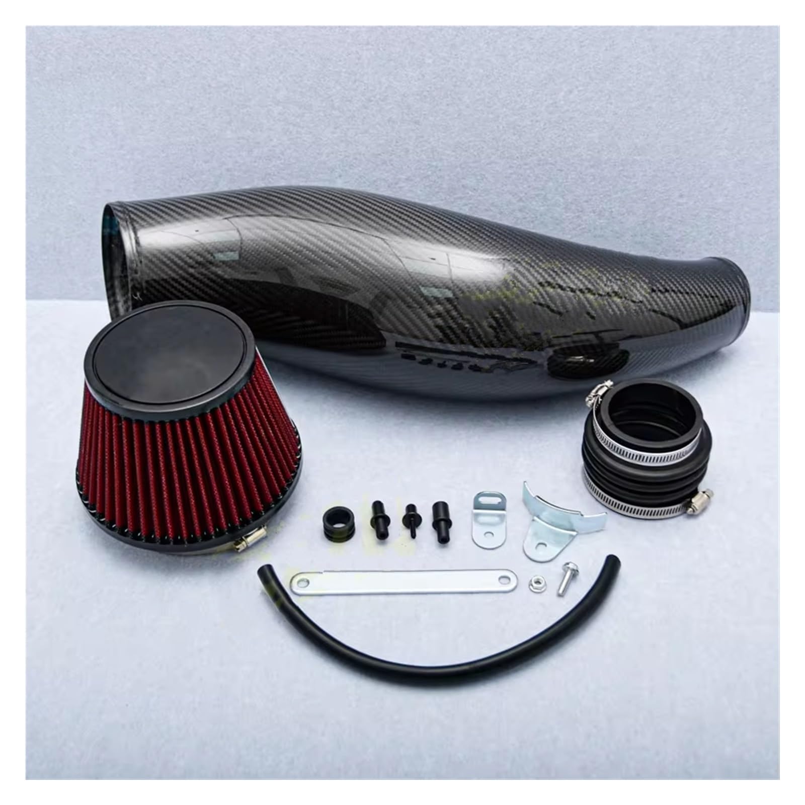 Luftansaugschlauch Für Civic 1992 1993 1994 1995 1996 1997 1998 1999 2000 EG EK Auto Luftansaugrohr Carbon Fiber Air Intake Rohr Kit Mit Rot Luftfilter Auto Ansaugschlauch(Red air Filter) von KEFFUBPG