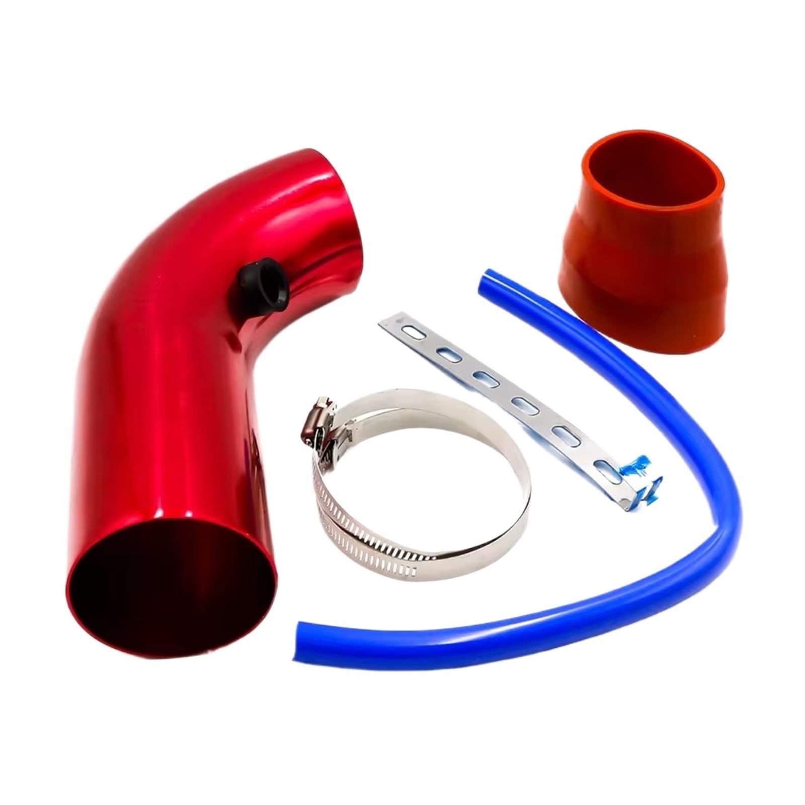 Luftansaugschlauch Universal 3'' Zoll 76mm Aluminium Auto Luftansaugrohr Kit Rohre Cold Air Intake System Kanal Rohr Kit Luftfilter Auto Ansaugschlauch(Rot) von KEFFUBPG