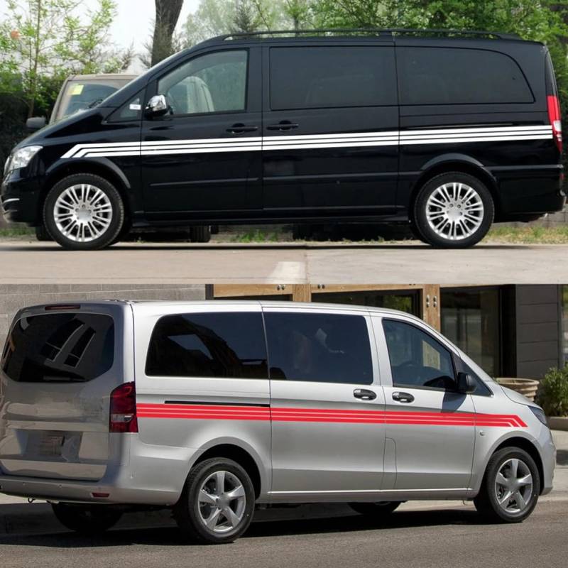 2 STÜCKE Auto Lange Seite Linie Aufkleber, für Mercedes Benz Vito W447 W639 3 V Klasse Auto DIY Vinyl Grafik Aufkleber Tuning Zubehör von KEHHZUHL