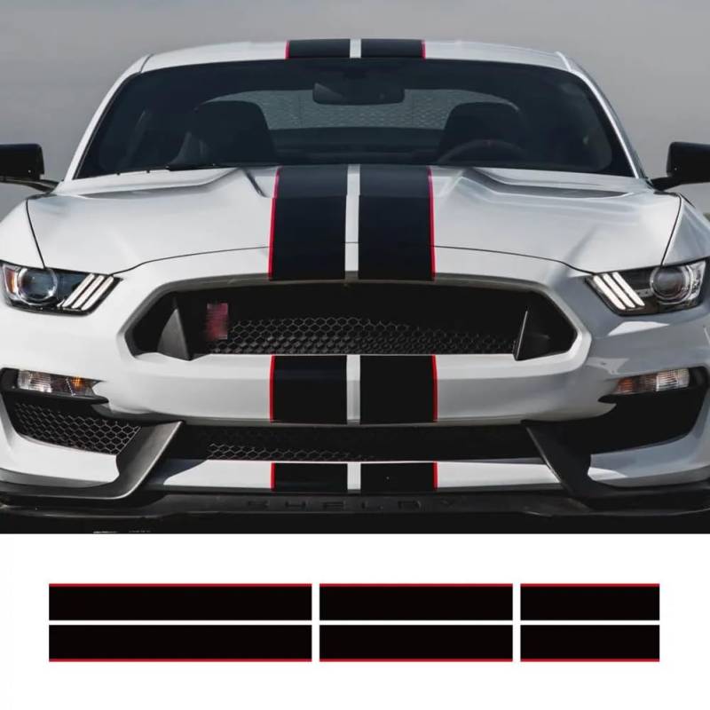 3Pcs Auto Aufkleber, für Ford Mustang GT500 GT350 GT Grafik Streifen Kit Vinyl Tuning Abdeckung Auto Motorhaube Bonent Dach Heck Dekor Aufkleber von KEHHZUHL