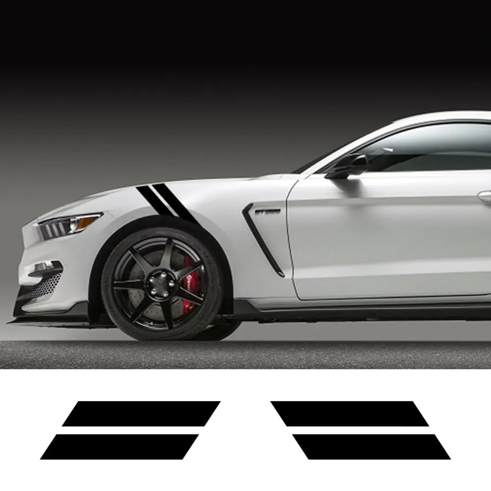 Auto Double Bar Hood Fender PVC Aufkleber Grafik Streifen Sport Vinyl Aufkleber Kit Auto Zubehör, für Ford Mustang GT500 GT350 GT von KEHHZUHL