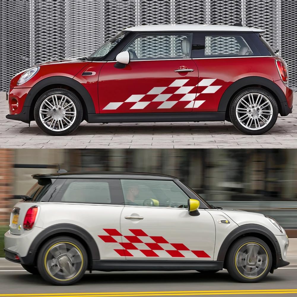 Auto Grafik Seitenschweller Vinyl Aufkleber Racing Streifen Sport Aufkleber Dekor Wasserdichtes Tuning Zubehör, für Mini Cooper S 3 Türer von KEHHZUHL