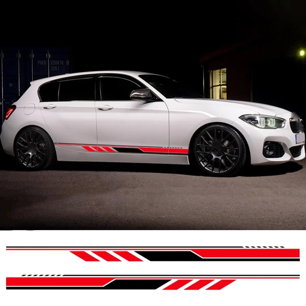 Auto Seitenschweller Dekor Aufkleber Racing Streifen Vinyl Film Aufkleber Zubehör, für BMW 1er E82 E87 E88 F20 F21 F70 E81 F40 F52 von KEHHZUHL