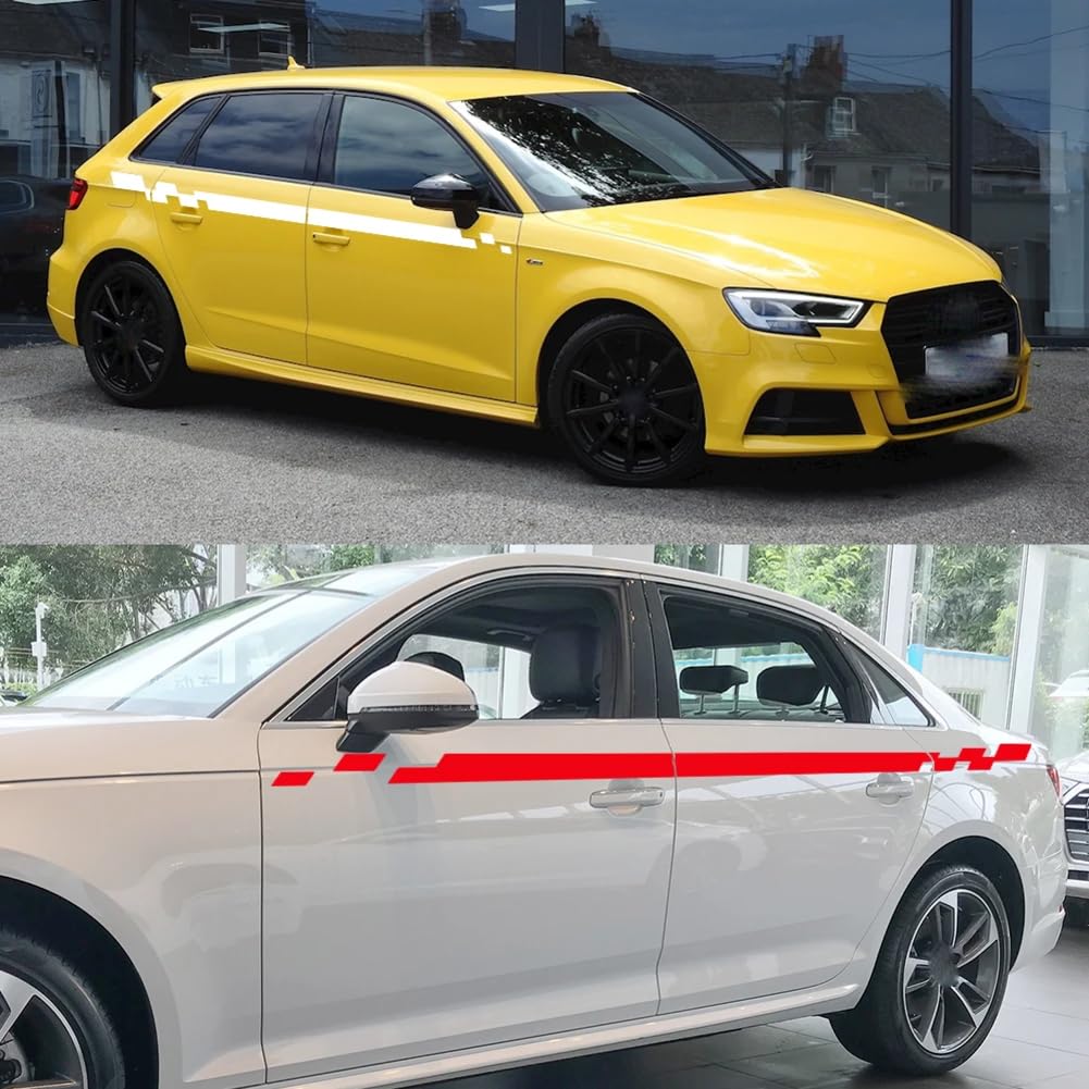 Auto Seitentür Aufkleber Rock Trim Vinyl Aufkleber Zubehör, für Audi A3 8V 8P 8Y 8L Limousine S3 TFSI Sportback Limousine Cabriolet TDI von KEHHZUHL