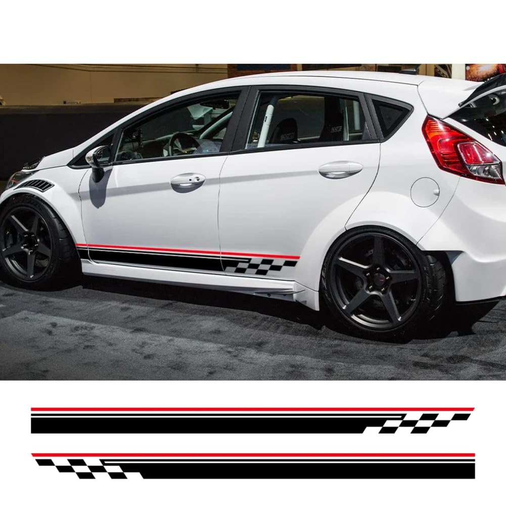 Auto Tür Beide Seite Aufkleber Grafik Racing Streifen Vinyl Aufkleber Dekor Auto Zubehör, für Ford MK7 3 Türer ST 2008-2017 von KEHHZUHL