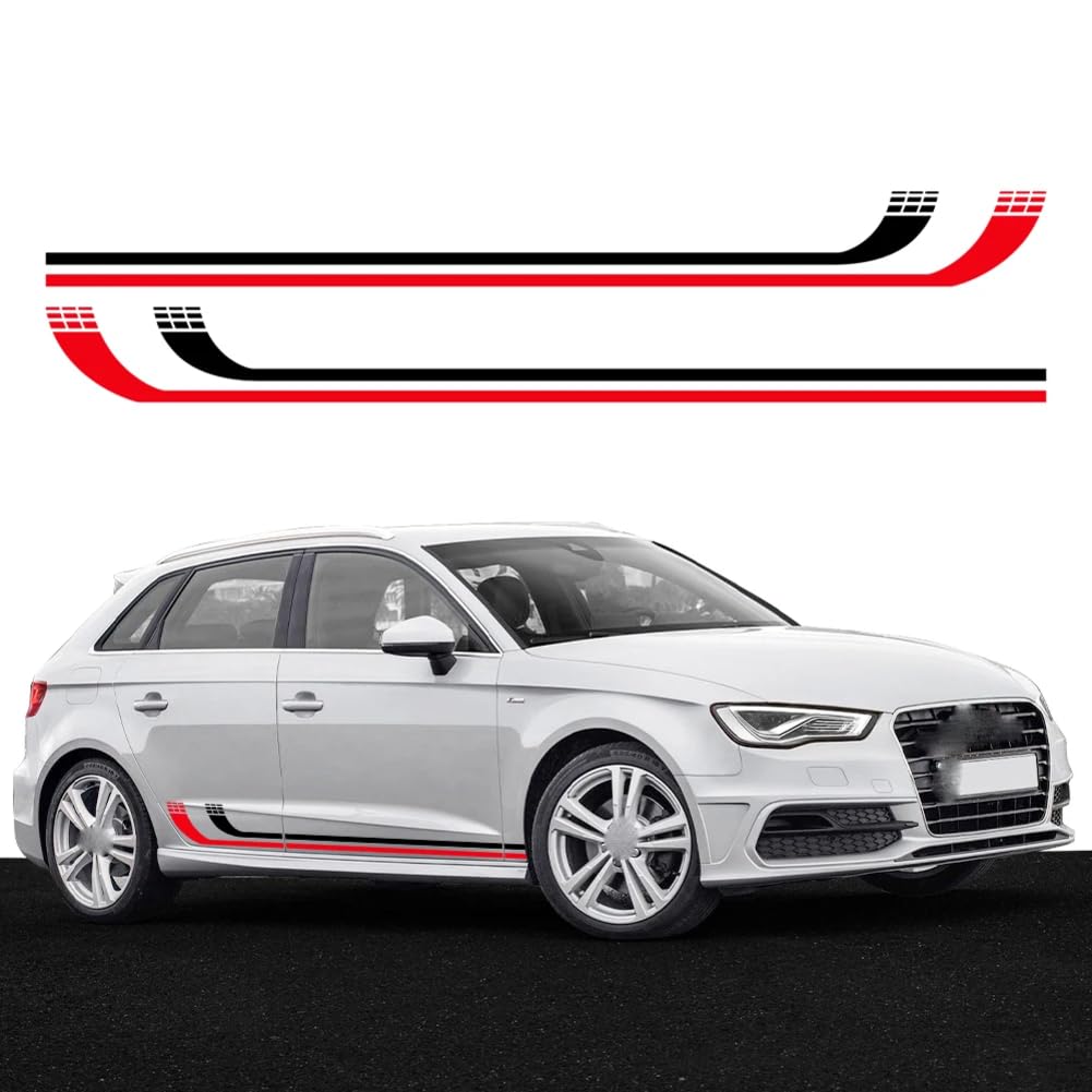 Auto Tür Seitenschweller Aufkleber Vinyl Aufkleber Racing Stripes Wasserdichtes Zubehör, für Audi A3 8P 8V 8L 8Y S3 RS3 Limousine Sportback von KEHHZUHL