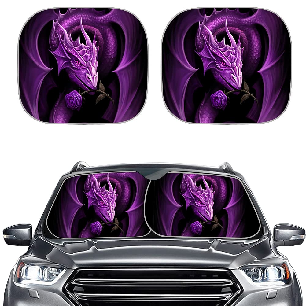 KEIAHUAN Purple Dragon Auto-Sonnenschutz, 2 Stück, für Windschutzscheibe, Sonnenschutz und Hitzereflektor von KEIAHUAN