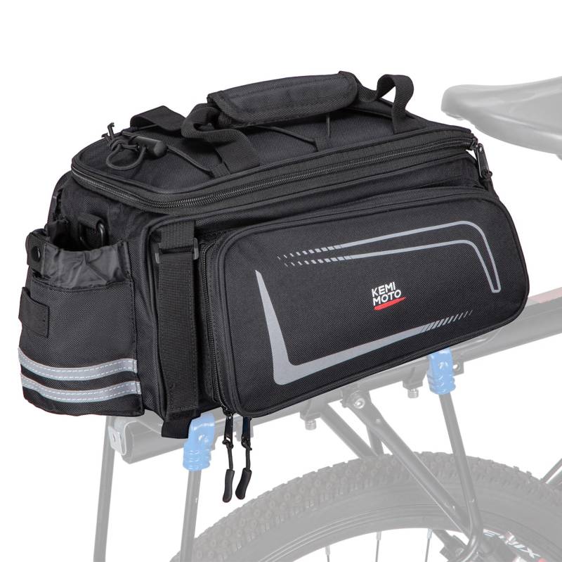 KEMIMOTO 2 IN 1 Gepäckträgertasche, 15L Volumen, Wasserabweisende Fahrradtasche für Gepäckträger mit Regenschutz, Mehrere Fächer und erweiterbar, mit Schultergurt, Fahrrad Taschen hinten von KEMIMOTO