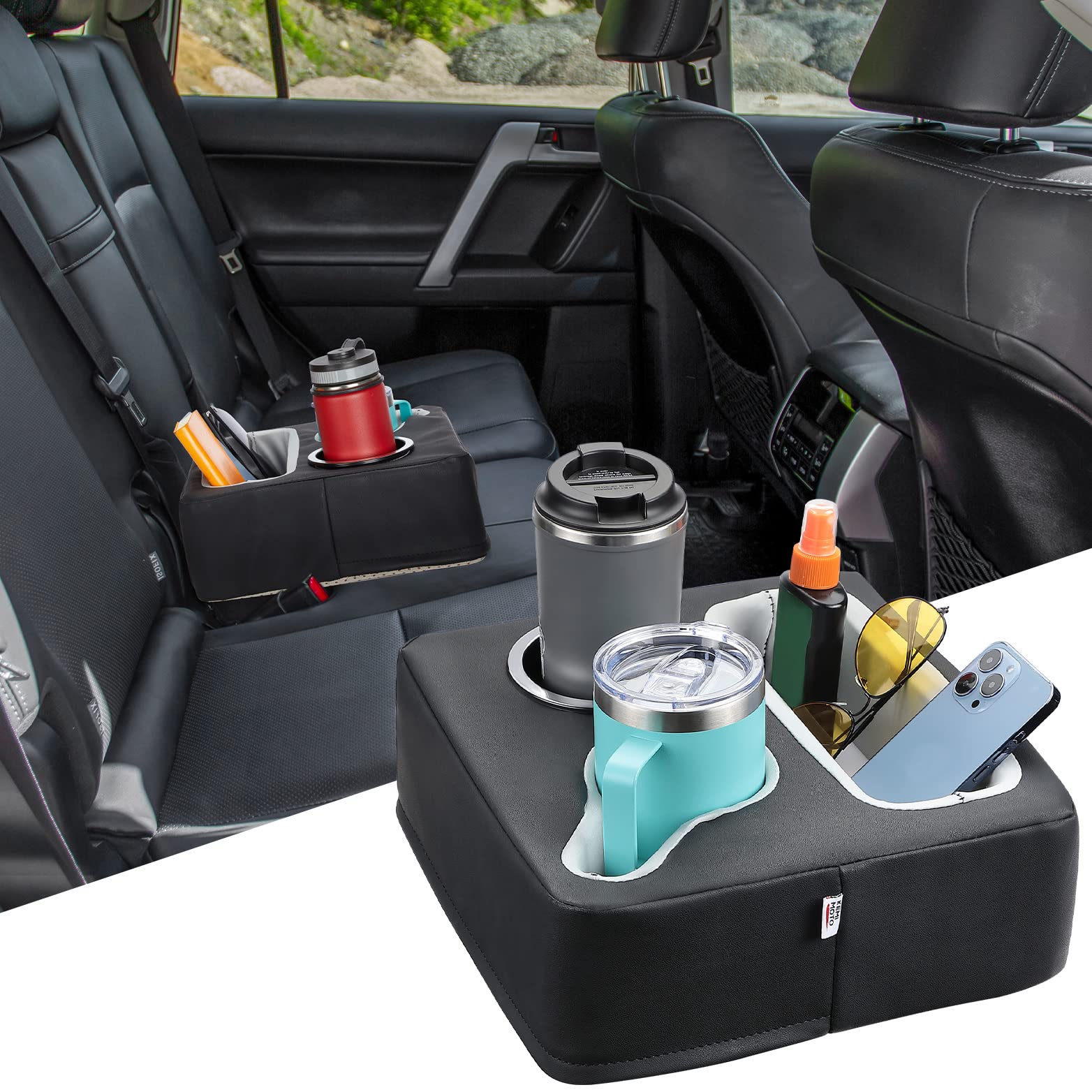 KEMIMOTO Auto-Getränkehalter, Rücksitz-Getränkehalter für Auto, Couch-Getränkehalter, Auto-Rücksitz-Organizer, Couch-Tablett, Bett-Tablett, Bootstablett, Schlafzimmer-Tablett hält Getränke, Snacks, von KEMIMOTO