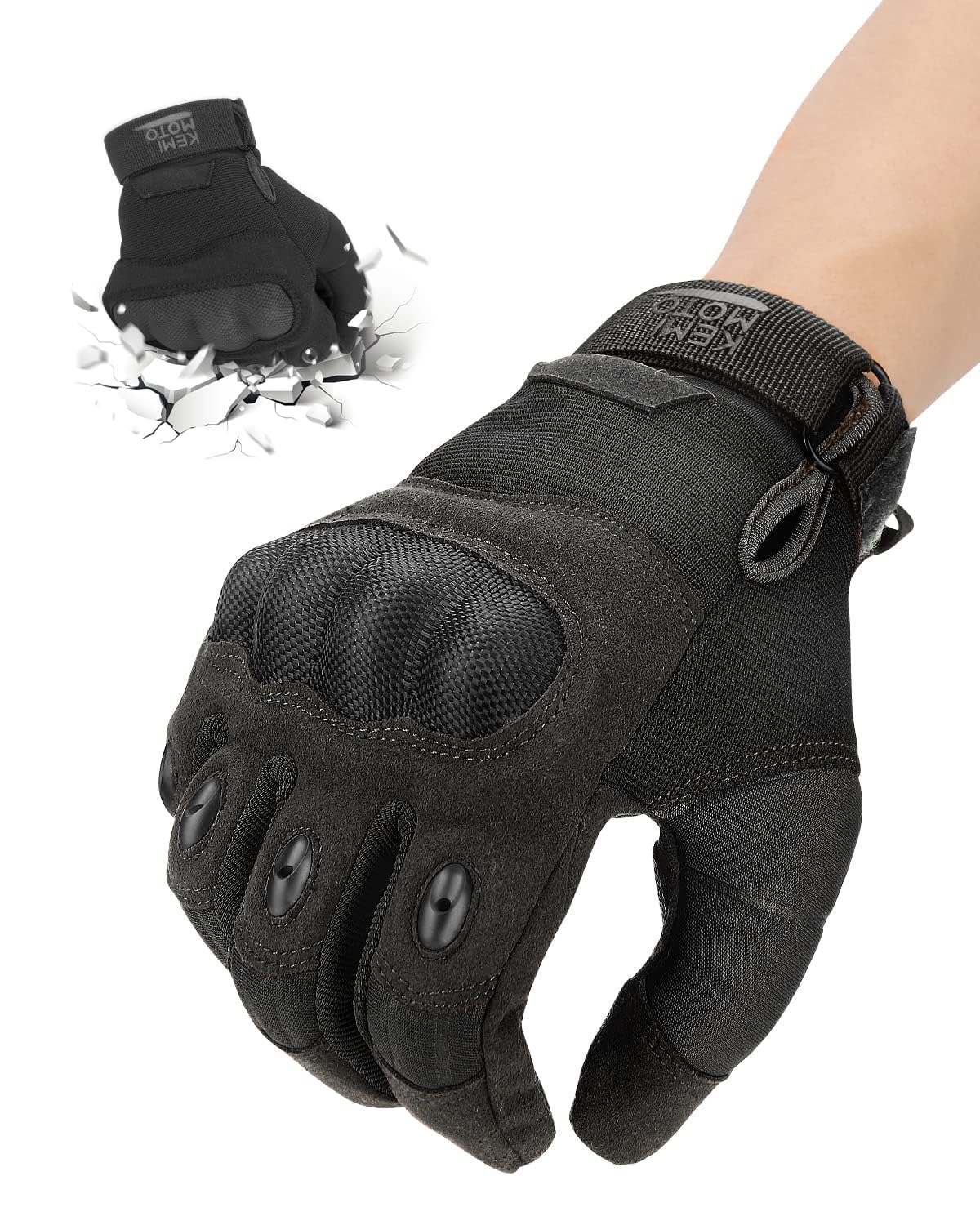 KEMIMOTO Taktische Handschuhe, Motorradhandschuhe, Militär Einsatzhandschuhe mit Kohlefaser Knöchelprotektor und Touchscreen, Atmungsaktiv, Vollfinger, für Bushcraft, Motorrad, Jagd und Security von KEMIMOTO