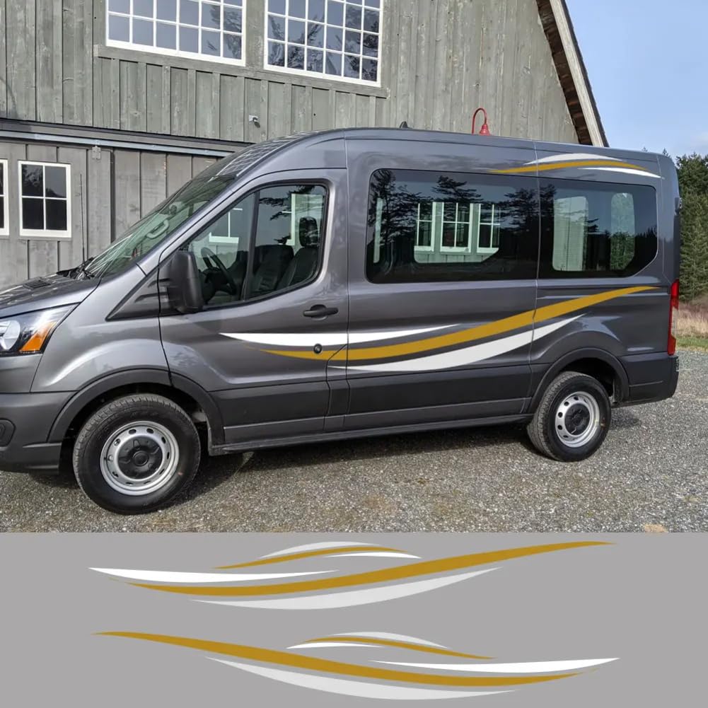 Seitenaufkleber für Autotüren, Wohnmobil, Frachtstreifen, Grafik, Vinyl-Aufkleber, Auto-Tuning-Zubehör, für Ford, für Transit MK8 2014–2021 von KEMISTER