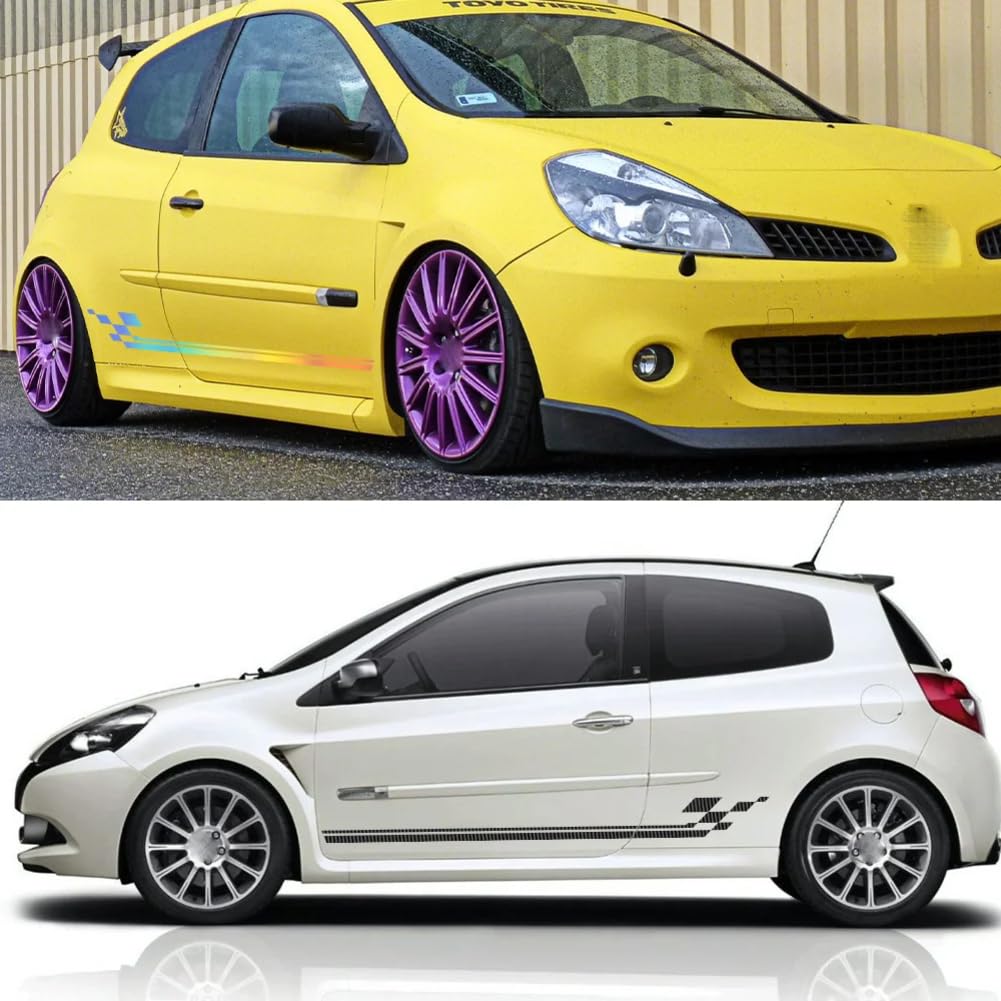 2Pcs Side Door Skirt Racing Style Auto Aufkleber, für Renault Clio RS R.S. 18 4 5 2012-2024 PVC Film Aufkleber Auto Tuning Zubehör von KEMQCBMJ