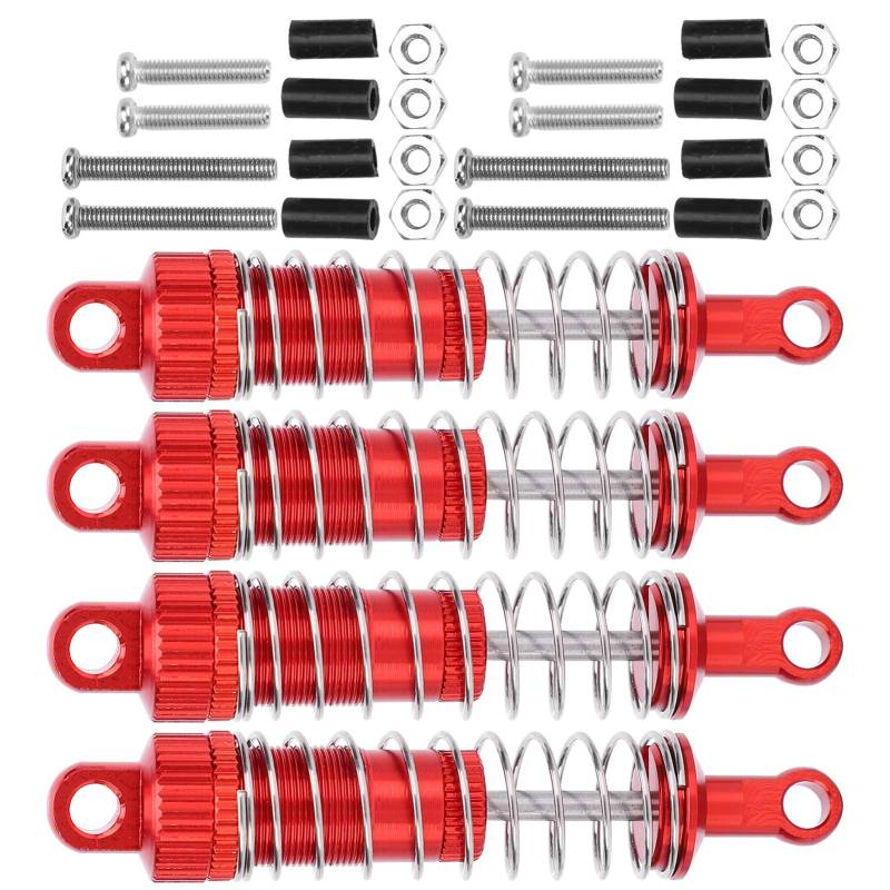 RC Dämpfer,4Pcs Set Stoßdämpfer, Federdämpfer aus Aluminiumlegierung, Zubehör für MN 1/12 D90 RC Car (Rot) von KENANLAN