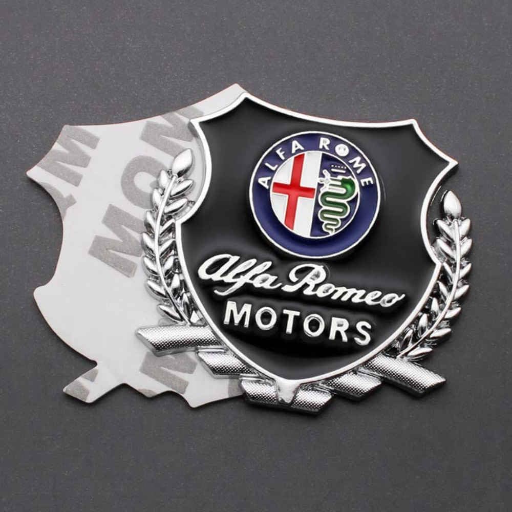 Auto Emblem Logo Aufkleber für Alfa Romeo Stelvio, Autoaufkleber Emblem Abziehbilder Emblem Auto Zubehör Tuning Sticker,Silver von KENANS