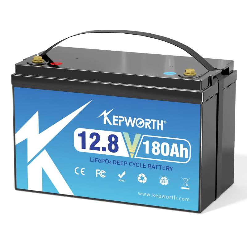 KEPWORTH LiFePO4 180Ah 12V Batterie, Lithium Akku mit 100A BMS, Max. 15000 Zyklen, Perfekter Ersatz für Blei-Säure für Wohnmobile, Solaranlage, Boot, Solarpanel Kit,Camping von KEPWORTH