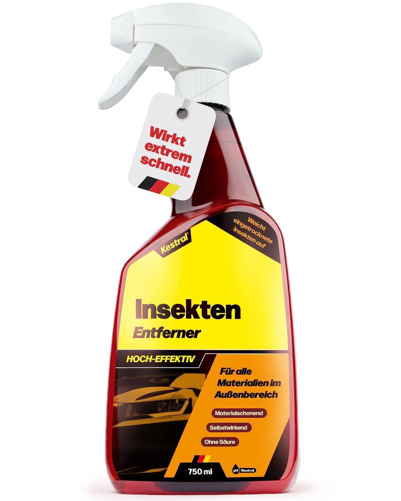 KESTRAL® Insektenentferner - HOCH-EFFEKTIV ohne Säure - Entfernt mühelos hartnäckigste Insektenreste - Materialschondend für Lack, Kunststoff, Carbon, Gummi & Glas - Made in Germany von KESTRAL