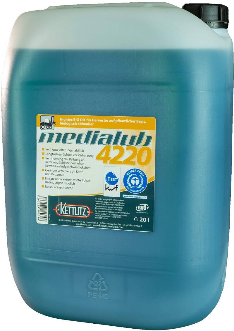 20 Liter Bio Harvester Kettenöl KETTLITZ-Medialub 4220 "Blauer Engel" Harvester Öl biologisch abbaubar von KETTLITZ-Medialub