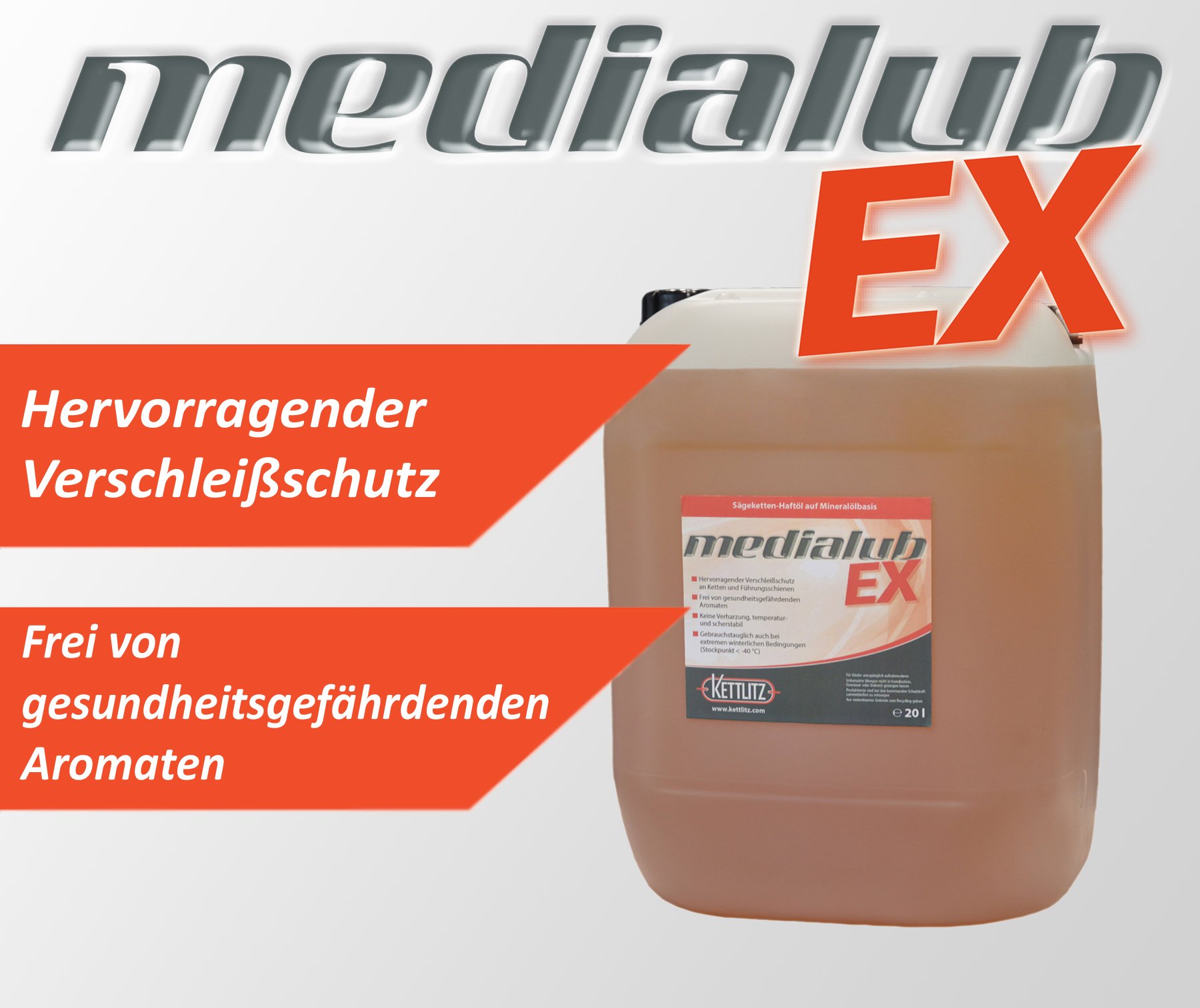 20 Liter Mineralisches Hochleistungs Kettenöl KETTLITZ-Medialub EX Sägekettenhaftöl auf Mineralölbasis von KETTLITZ-Medialub