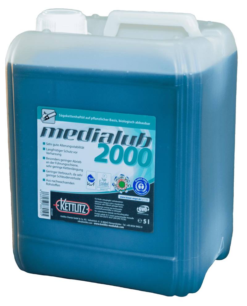 5 Liter Bio Kettenöl KETTLITZ-Medialub 2000 "Blauer Engel" Sägekettenhaftöl biologisch abbaubar von KETTLITZ-Medialub