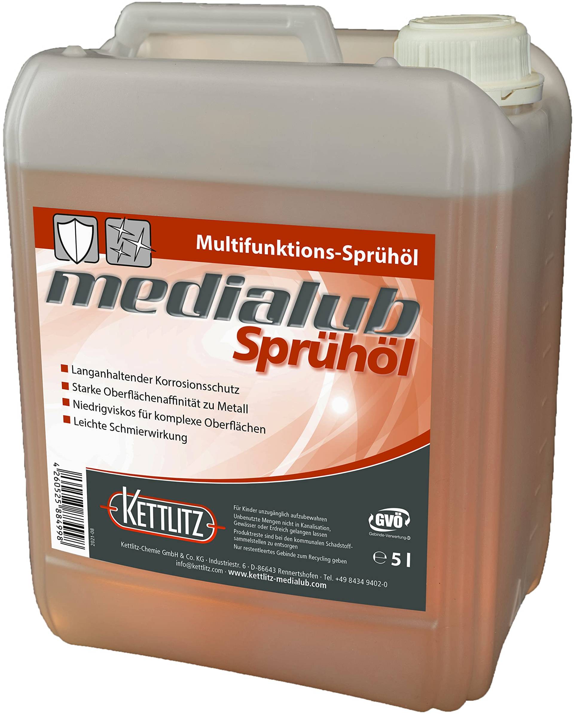 5 Liter Mineralisches Sprühöl KETTLITZ-Medialub Sprühöl zur Korrisionsvorbeugung von KETTLITZ-Medialub
