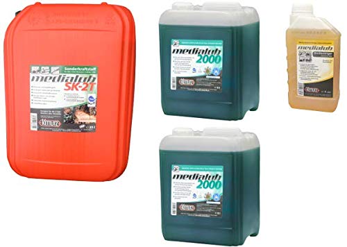 KETTLITZ-Medialub Forst to GO XXL, 25 Liter Medialub SK-2T Sonderkraftstoff Alkylatbenzin 2 Takt, 2 x 5 Liter Medialub 2000 Bio Kettenöl-Sägekettenöl +1 L Gerätereiniger/Forst- Agrar Reiniger von KETTLITZ-Medialub