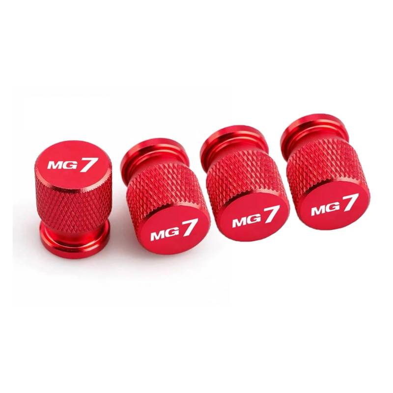 Reifenventilkappen Für MG ZS HS GT MG3 MG6 MG7 4PCS Auto Rad Reifen Ventil Kappen Reifen Felge Vorbau Abdeckungen Auto staubdichte Reifen Kappe(MG7-Red) von KFHBNI