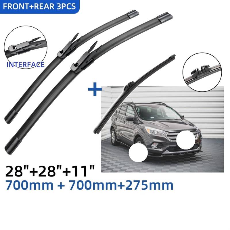 Auto-Wischerblätter/Passend for Ford Escape MK3 Kuga MK2 C520 2013-2019 28"+28"+11" Wischerblätter vorne und hinten for Windschutzscheibe, Fensterschneider, Zubehör Car Windscreen Wiper von KFJFDHES