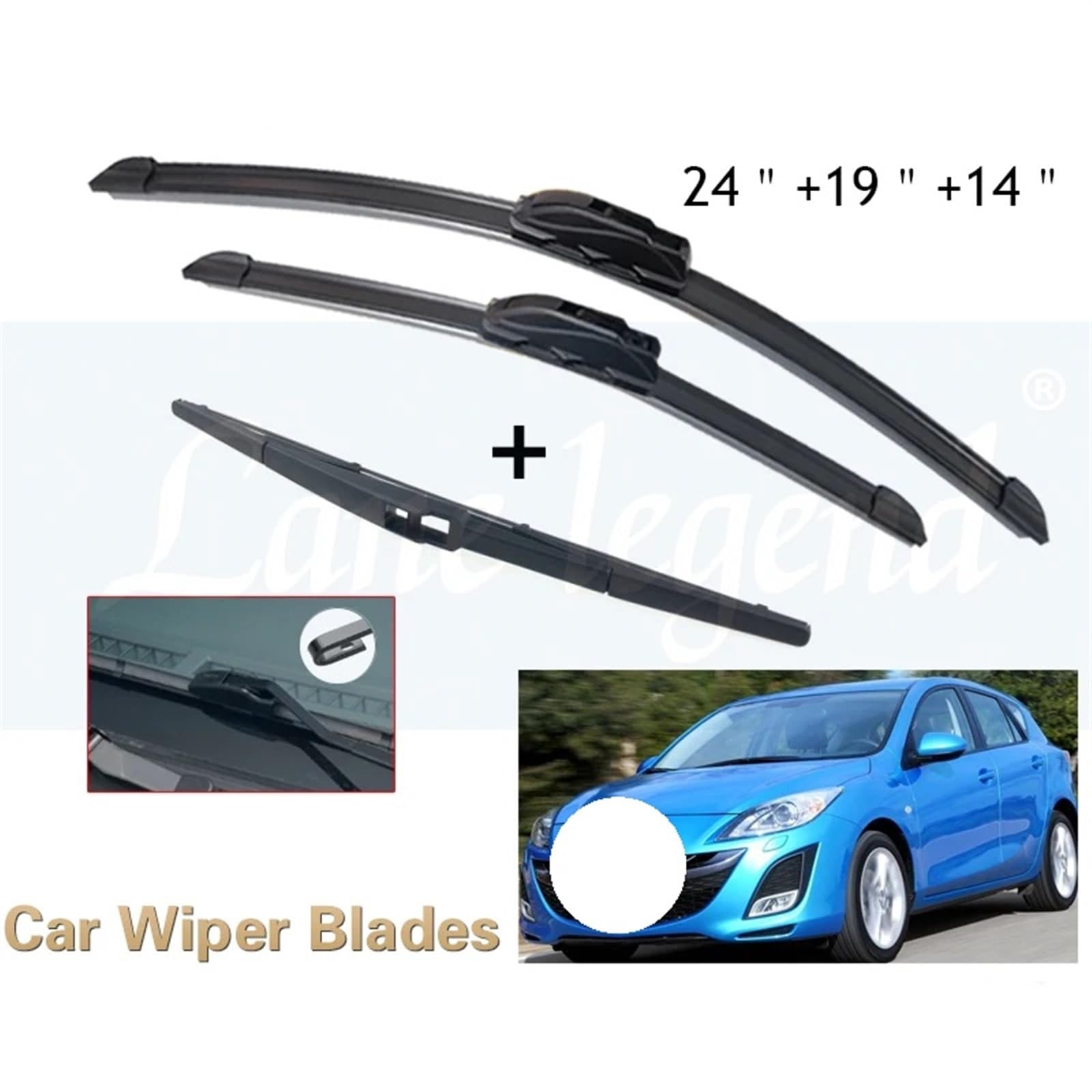 Auto-Wischerblätter/Passend for Mazda 3 BL Schrägheck 2010-2013 Auto-Wischerblätter vorn hinten, Scheibenwischer aus weichem Gummi, Auto-Windschutzscheibe, 24"19"14" 2011 2012 Car Windscreen Wiper von KFJFDHES