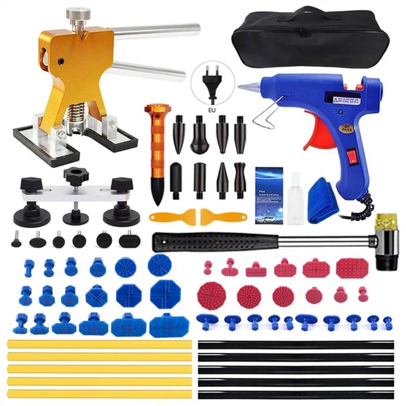 Ausbeulwerkzeug,Beulenzieher Auto Auto-Dellen-Reparatur-Werkzeug-Set, Auto-Körperblech, lackfreier Dent-Abzieher, Hagelgruben-Entferner, professionelles komplettes Handwerkzeug-Set(Kit 2-76Pcs(1 plug) von KFXYSM