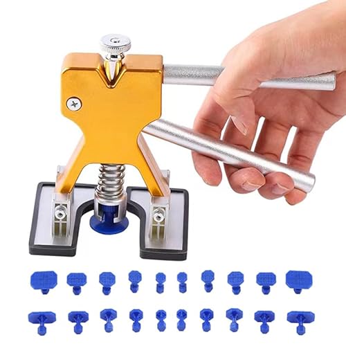 Ausbeulwerkzeug,Beulenzieher Auto Auto Karosserie Blech Paintless Dent Kunststoff Puller Kit Auto Grube Entfernung Reparatur Werkzeuge Mehrere Größen Saugnapf Set(with 20 Tabs No Glue) von KFXYSM