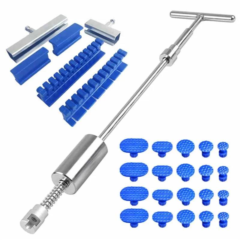 Ausbeulwerkzeug,Beulenzieher Auto Auto Paintless Dent Repair Tools Puller Removal Kit Slide Hammer Reverse Hammer Werkzeugkörper Saugnapf/Klebstoff Blaue Klebelaschen(Kit 4) von KFXYSM