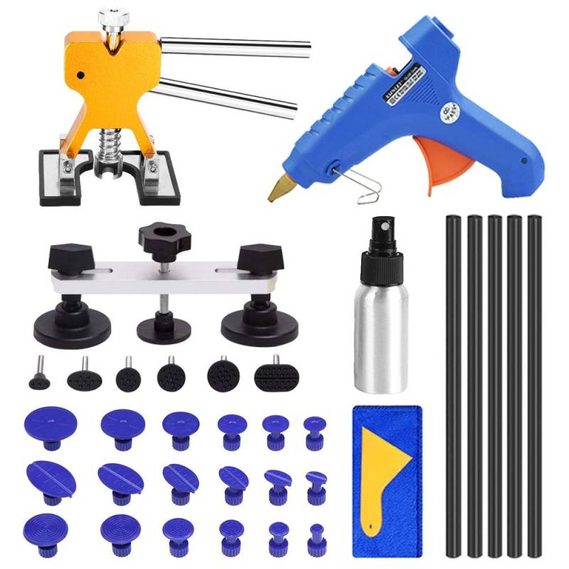 Ausbeulwerkzeug,Beulenzieher Auto Auto-lacklose Ziffer-Reparatur-Kits - Auto-Dent-Puller mit Bridge-Dent Puller-Kit für Automobile-Karosserie-Motorrad Kühlschrank(Set 2) von KFXYSM