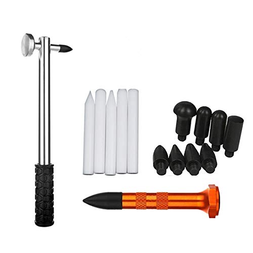 Ausbeulwerkzeug,Beulenzieher Auto Karosserie Reparaturwerkzeuge Lacklosen Dent Puller Heber Reparaturwerkzeug Slide Hammer Tabs für Dent Remover Auto Körper Removal Tool(15 PCS) von KFXYSM