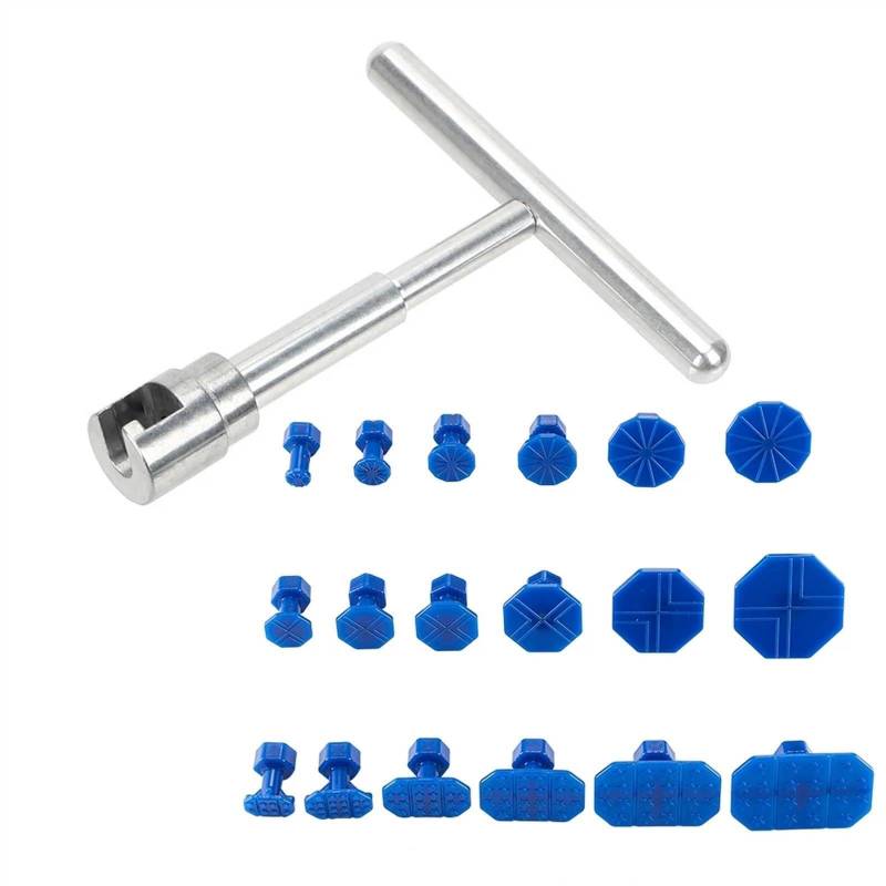 Ausbeulwerkzeug,Beulenzieher Auto Universal Auto Ausbeulen ohne Reparatur Werkzeuge Auto Körper T Dent Pulle Entfernung Reparatur Kit Entfernung Slide Hammer Reverse Kleber + 18 stücke von KFXYSM