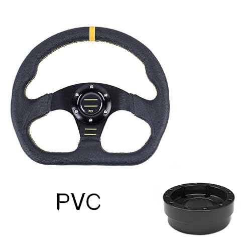 Lenkrad Auto,Steering Wheel 13/14 zoll Racing Lenkräder Tiefe Driften Sport Lenkrad Lenkrad Adapter PU Auto(Set A-PVC-C) von KFXYSM