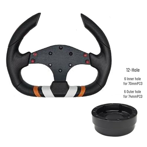 Lenkrad Auto,Steering Wheel 13/14 zoll Racing Lenkräder Tiefe Driften Sport Lenkrad Lenkrad Adapter PU Auto(Set A-PVC-D) von KFXYSM