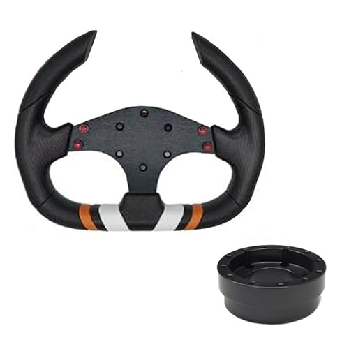 Lenkrad Auto,Steering Wheel 13/14 zoll Racing Lenkräder Tiefe Driften Sport Lenkrad Lenkrad Adapter PU Auto(Set A-PVC-D) von KFXYSM