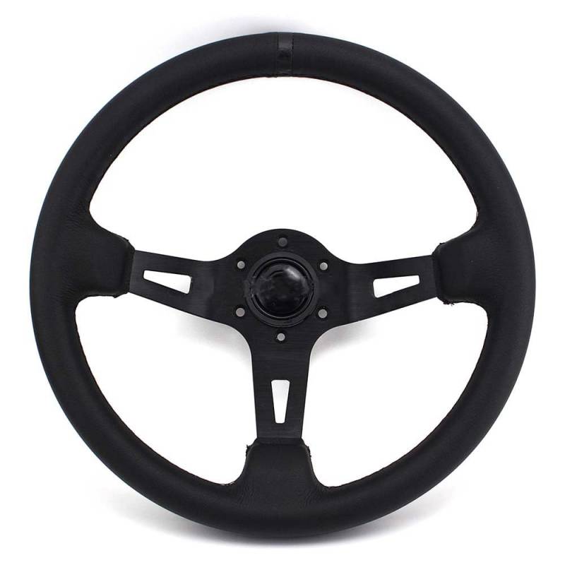 Lenkrad Auto,Steering Wheel 13 Zoll 330 MM Modifikations-Lenkrad-Werkzeuge Personalisiertes Leder Deep Disc Racing Drift Lenkrad-Zubehör(Black) von KFXYSM