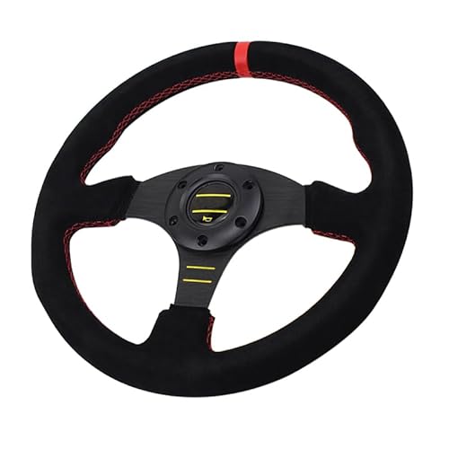 Lenkrad Auto,Steering Wheel 13 Zoll 330mm Racing flaches Lenkrad Auto Universal Leather Racing Lenkrad von KFXYSM