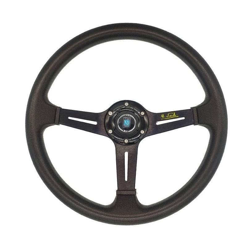 Lenkrad Auto,Steering Wheel 14 Zoll Rennwagen Lenkrad kopieren Holzlenkrad mit schwarzem Speichen Klassisches Lenkrad(PU-black) von KFXYSM