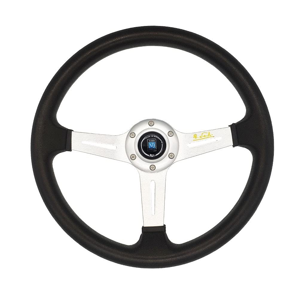 Lenkrad Auto,Steering Wheel 14 Zoll Rennwagen Lenkrad kopieren Holzlenkrad mit schwarzem Speichen Klassisches Lenkrad(PU-silver) von KFXYSM