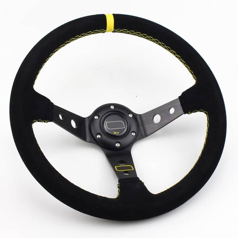 Lenkrad Auto,Steering Wheel 14inch Black Deep Corn Racing Lenkrad Universal Rallye Drift Sport Lenkrad(Dark Grey) von KFXYSM