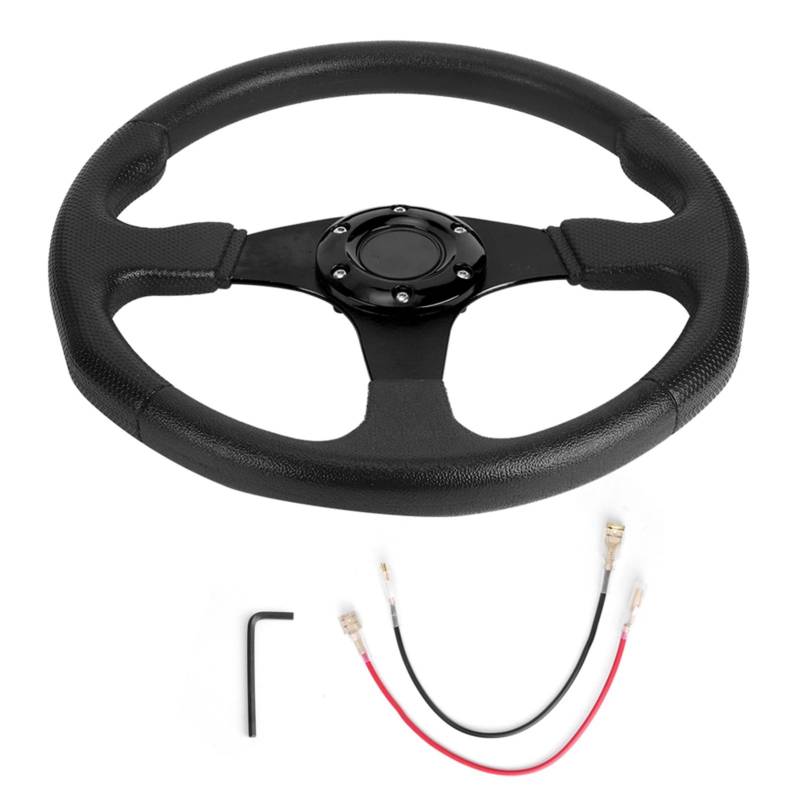 Lenkrad Auto,Steering Wheel 1Pc 30mm/14in Aluminium Legierung Racing Auto Sport Lenkrad Modifizierte Zubehör Driften Lenkrad PU Leder(Black) von KFXYSM