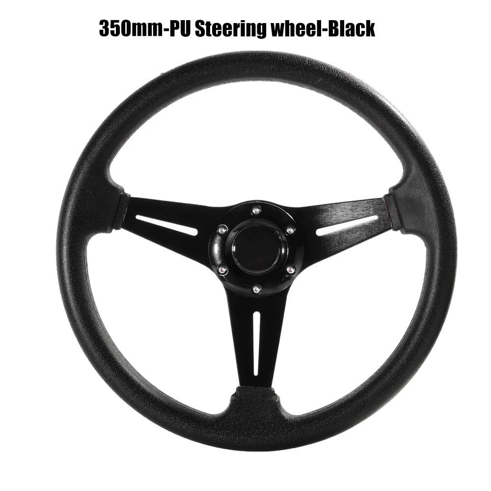 Lenkrad Auto,Steering Wheel 350mm/14 Zoll Sport Lenkrad Aluminium + PU Drift Simulation Racing Spiel Lenkrad(Black) von KFXYSM